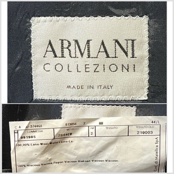 Armani Collezioni 44L 38x31 Black Tuxedo Designer 2-Piece Suit Set Tux - Picture 16 of 16